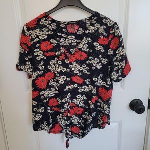 Madewell Floral Tie Front Top